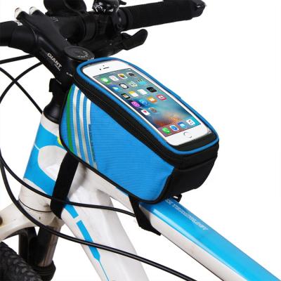 China Polyester With Coating Bicycle Mobile Phone Bag Earphone Hole Bike Portable Pocket 5inch 5.7inch Recycling Parts for sale