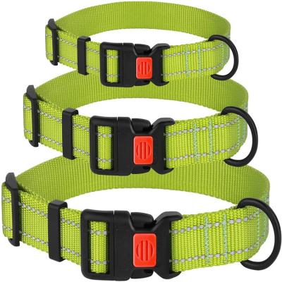 China Custom Reflective Logo Metal Buckle Collar Nylon Dog Collar Custom Made for sale