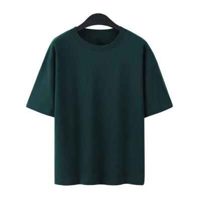 China Anti-pilling 2021 Wholesale High Quality Custom Logo Mens Plain Sports Dark Green Oversize Tees Whites for sale