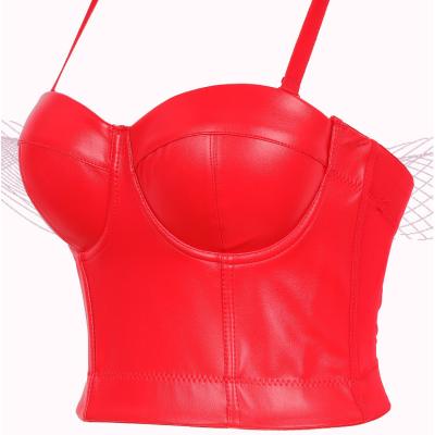 China Antibacterial Fashion Fitness Girls Party Club Wear PU Leather Women's Sleeveless Vest Underwear Lady Sexy Tank Tops Sexy Crop Top for sale