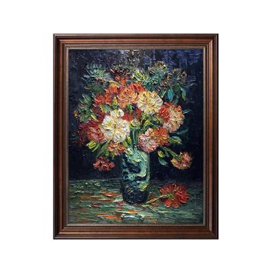 China Recyclable Materials Decoration Oil Painting Art Hand Drawn Carnation Oil Eco-friendly Home Painting By Van Gogh Oil Painting On Canvas Flower Oil Painting for sale