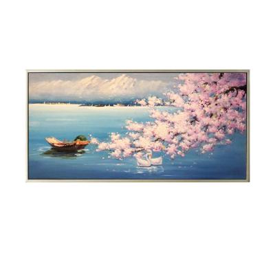 China Eco-friendly Modern Room Wall Art Canvas Painting For Living Cherry Blossoms Flower Oil Painting Recyclable Materials Abstract Handmade Oil Painting for sale