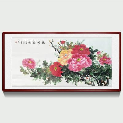 China Chinese Painting Recyclable Materials Peony Print Eco-Friendly Flower Wall Art Canvas Painting Pastel Pink Flower for Living Room Bedroom Decor for sale