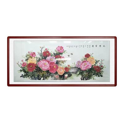 China Eco-friendly Handmade Peony Flowers Modern Traditional Chinese Paintings Recyclable Materials Ink Painting Art Galleries Decor Wall Flower for Living Room for sale