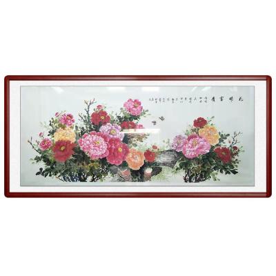 China Eco-friendly Art Nordic Modern Abstract Painting Decor Poster Wall Painting Chinese Painting Rose Peony Flower Wall Picture 2 Meters Ink Recyclable Materials for sale