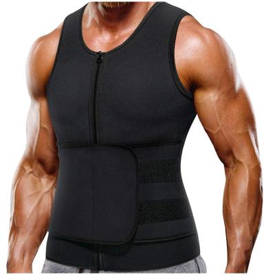 China QUICK DRY Neoprene Body Shaper Sweat Suit Tank Top Weight Loss Belt Zipper Waist Trainer Vest For Men for sale