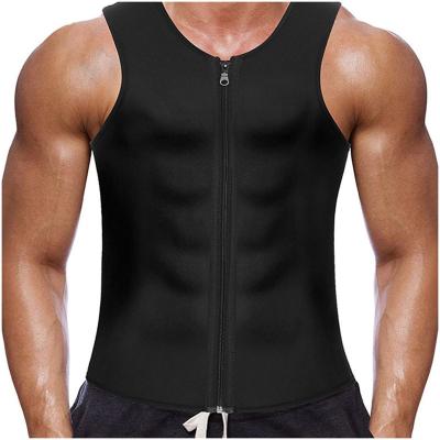 China QUICK DRY Thermo Diet Vest For Men Waist Trainer Underwear Set Weight Loss Neoprene Corset Shapers Zipper Sauna Tank Top Workout Shirt for sale