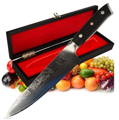 China Viable 8 Inch 67 Japanese Damascus Chef Kitchen Knife Layers With Wooden Box for sale