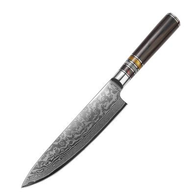 China Pakka Resin Sustainable Wooden Handle VG10 Blade Damascus Chef Knife for sale