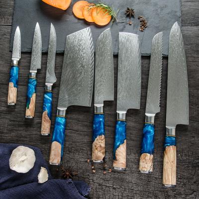 China 67 Layers Durable Professional High Quality 8PCS Damascus Kitchen Knife Set for sale