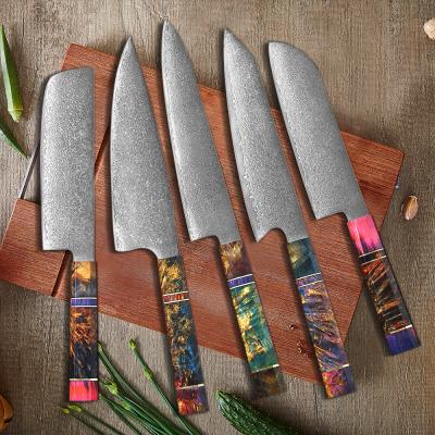 China High Carbon VG10 Damascus Layers Of Disposable Multifunctional Household Kitchen Knife 67 Set With Random Color Handle for sale