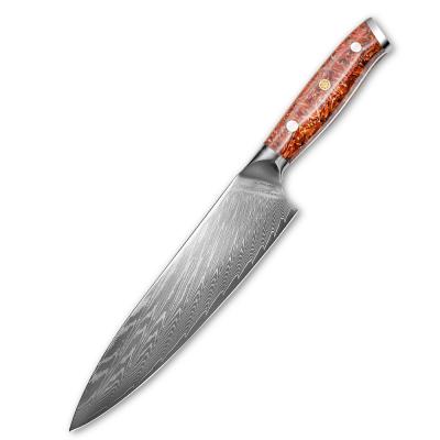 China New Viable 8 Inch Damascus Kitchen Knife Steel Chef Resin Handle for sale