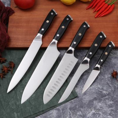 China German Stocked Fiberglass Handle 5pcs 1.4116 Stainless Steel Kitchen Knife Set for sale