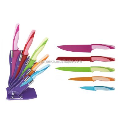 China Stocked high quality colorful set of 5pcs kitchen knife for sale