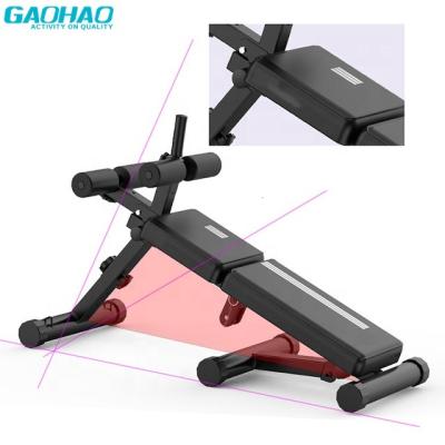 China GAOHAO Collapsible Folding Sit Up Bench, Black Multi Functional Gym Fitness Equipment, Adjustable Supine Board Strong Quality for sale