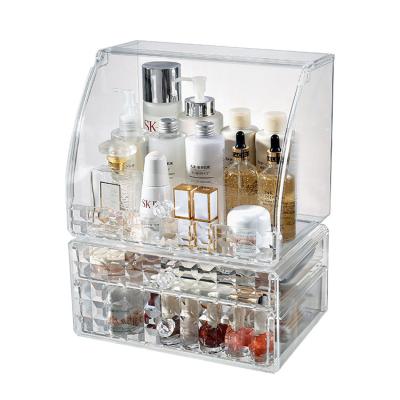 China Sustainable Practical Dustproof Box Acrylic Makeup Display Organizer Cosmetic Storage With Lid for sale