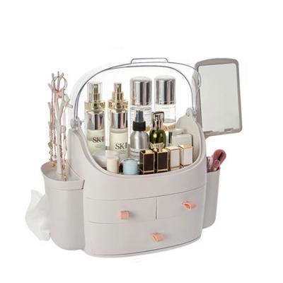 China Multi Functional Luxury Frosted Portable Cosmetic Organizer Box With Drawer for sale