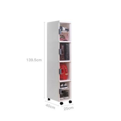 China Fashion Style Adjustable (Height) Storage Rack Shoe Cabinet White Plastic With Detachable Pulley for sale