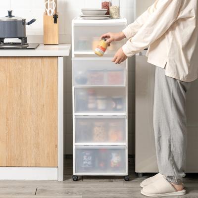 China Japan Style PP Kitchen Small Space Home Use Plastic Cabinet Daily Storage Containers Plastic Clear Containers for sale