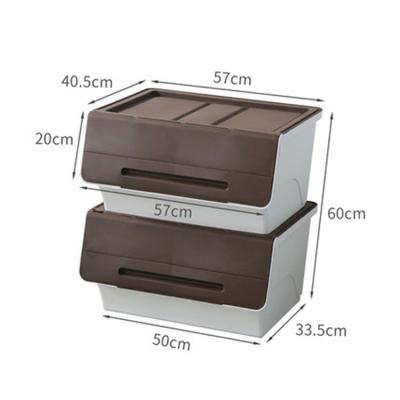 China Toy Snacks Finishing Colorful Sizes Viable Side Large Open Plastic Storage Bin With Cover for sale