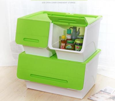 China Front Open Children's Toy Storage Box Multi-Color Stackable Plastic Viable With Fin Lid - Large Size for sale