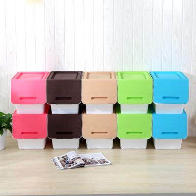 China Sustainable Front Opening Stackable Toy Storage Cabinet Household Snack Storage Box for sale