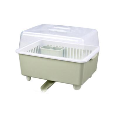 China Stocked Material Thickening Bottom Drain Solid Plastic Drying Dish Rack With Cover for sale