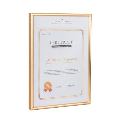 China Diploma / Certificate Advertising / Display / Gift A4 A3 Metal Gold Certificate Frame Aluminum Picture Photo Frame for sale