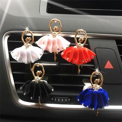 China Wholesale Eco-Friendly Car Perfume Diamond Ballet Girl Vent Clip Car Air Freshener Solid Aromatherapy Tablets for sale