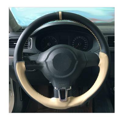 China Luxury DIY Hand-stitched Steering Wheel Cover 14.5-15 Inch Universal Car Steering Wheel Cover for sale