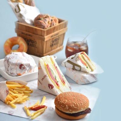 China Custom Printing Hamburger Sandwich Food Wrappers Hot Dog Greaseproof Food Packing Paper for sale