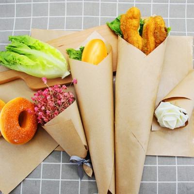 China Kraft Coated Fried Chicken Steak Snack Burger Cake Disposable Food Greaseproof Packing Paper for sale