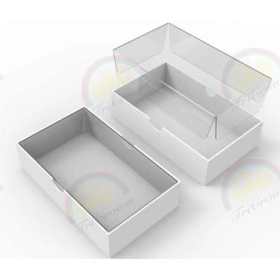 China High Quality Custom Paper Box Custom Clear Plastic Shoes Lid Boxes With White Base for sale