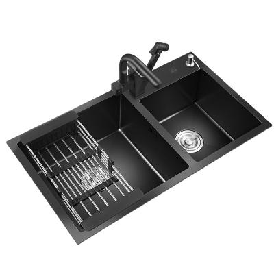 China With Faucet Kitchen nano sink 304 stainless steel wash basin under the counter basin vegetable wash basin sink double sink for sale