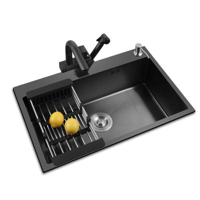 China Without Faucet High Quality Nano Sinks Black Stainless Steel Kitchen Sink for sale