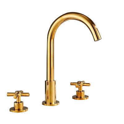 China Dual Metered Bathroom Faucets Three-hole Split Faucet Basin Faucet Sink Handle Hot And Cold Bathroom Sink for sale