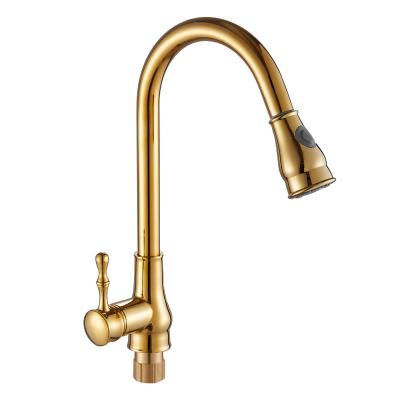 China Modern Sense Faucets Gold Kitchen Faucet Pull Out Brass Single Handle Kitchen Faucets Kitchen Sink Faucet for sale