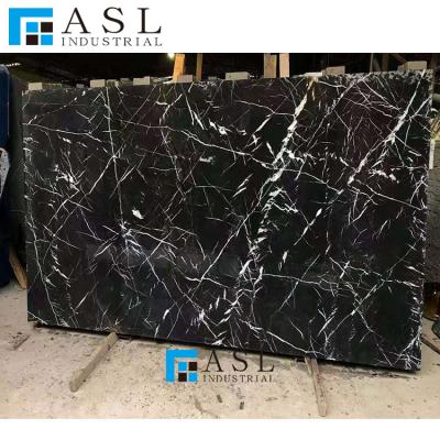 China modern chinese black alanya margiua royal marble slabs panel black and gold block marble tile for sale