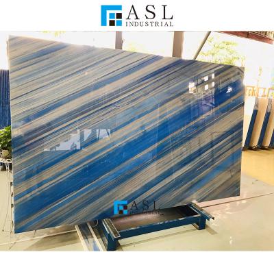 China Modern Luxury Marble Sodalite Dark Blue Quartzite Ocean Blue Vein Extreme White Blue Tiles and Illusion Blue Quartzite Tiles for sale