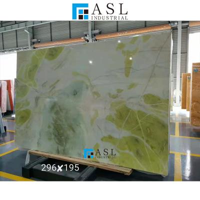 China Large modern natural green onyx panel green paradise dream marble slab for home decoration for sale