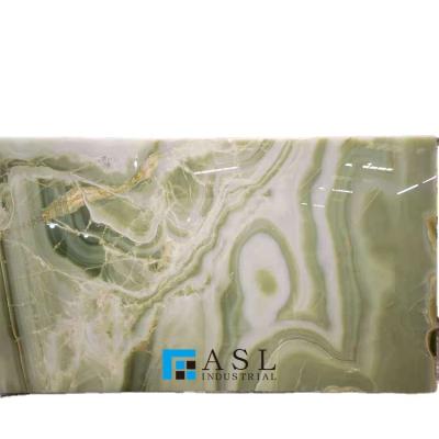 China Low price modern natural stone green onyx verde onyx slabs ASL marble tiles polished translucent onyx verde onyx verdes for sale