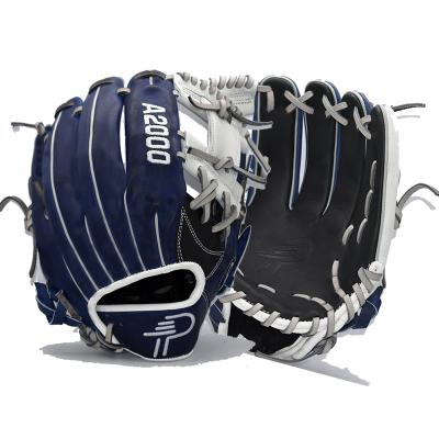 China high quality leather baseball gloves cowhide leather thumb or kip custom professional softball gloves A2000 11-14 inch for sale