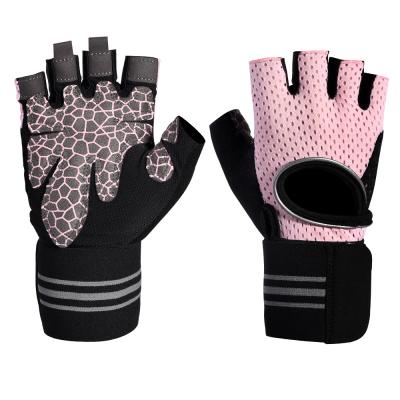 China manufacturers 2020 fashion half finger gym gloves women comfortable and breathable weightlifting hand gloves for gym JS015 for sale