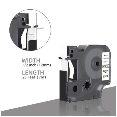 China 45013 COMPATIBLE white cartridge label tape 12mm label tapes for dymo label maker for sale