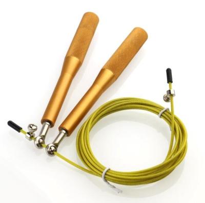 China Aluminum Handle Gold Adjustable High Speed ​​Professional Jump Rope With Metal Supporting Aluminum Handle Cable Wire for sale