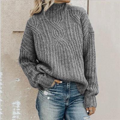 China ZC H3C71045 Anti-wrinkle New Product 2020 New Product Sweater High Neck Twist Knit Sweater Oversized Women Top Pullover for sale