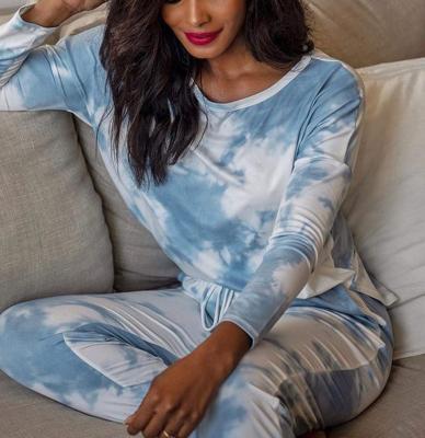 China 2020 New Arrivals Amazon Link QUICK DRY Dye Set Woman Clothing Pajamas Women Cotton Two Piece Set Sleepwear for sale