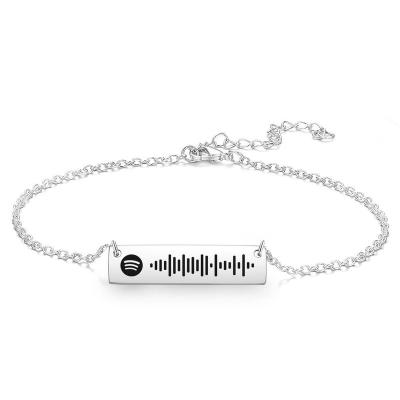 China TRENDY Personalized Design For Mother's Day Spotify Symbol Music Bar Code Ladies Anklet Gold Plated 925 Silver for sale