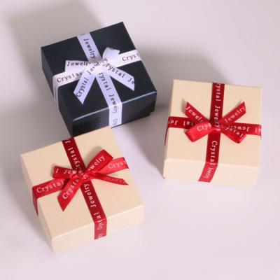 China Jewelry Box Manufacturers Selling Creative Ribbon Bowknot Silk Sky And Earth Cover Paper Box Jewelry Packaging Box for sale