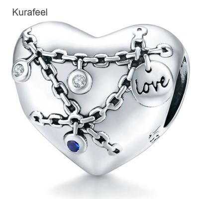 China SHUOZHEN METALS Used For Jewelry Making Accessories Girl Exquisite Charm Couples Love Lettering Heart Lock Pendant Beaded Beaded for sale